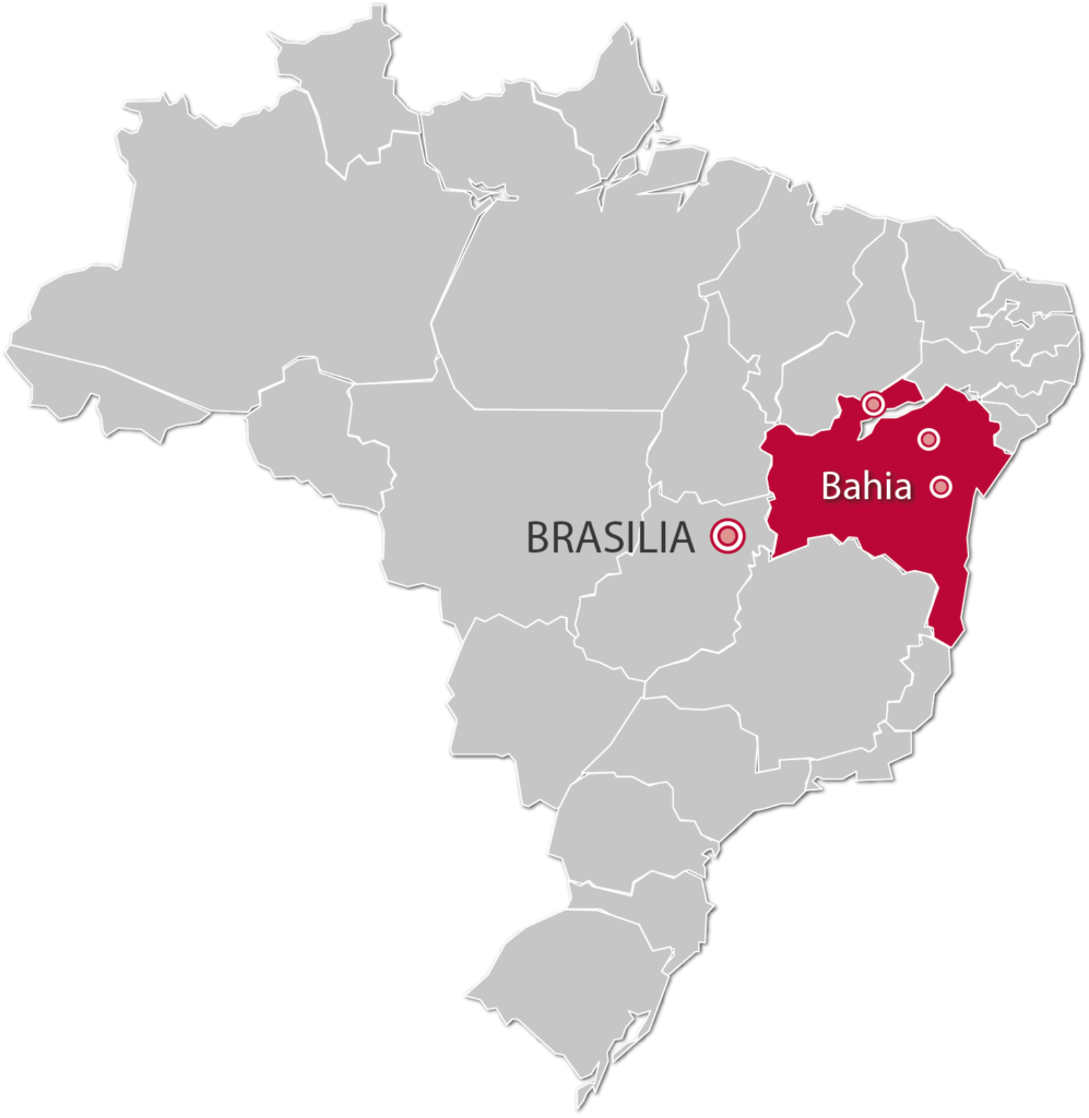 Carte du Brésil des activités de Terre des Hommes Suisse