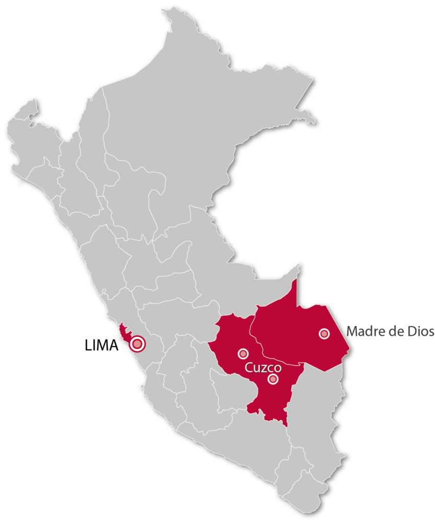 Carte du Pérou des activités de Terre des Hommes Suisse